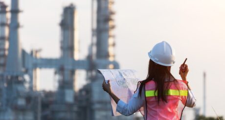 woman looking at a construction project